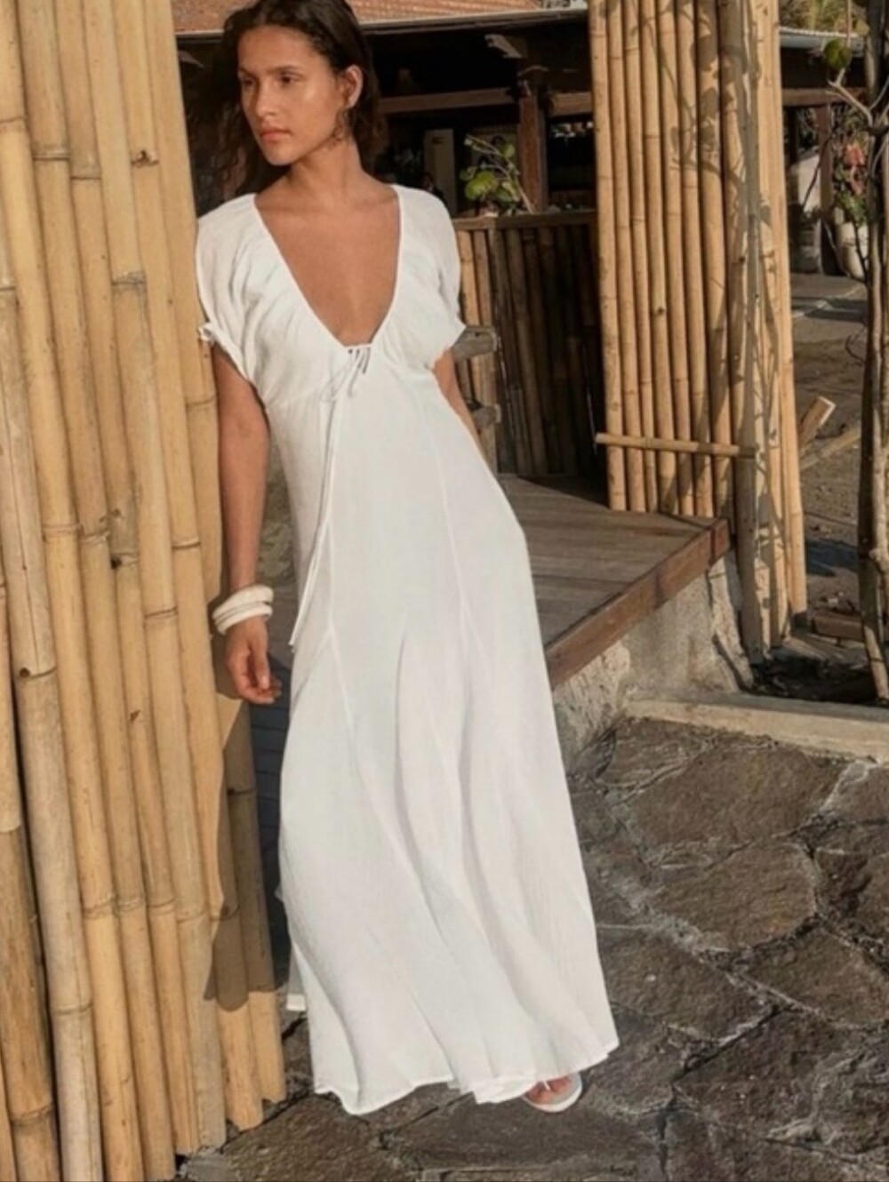 Zara Chiffon Midi Dress White - Picture 6 of 12